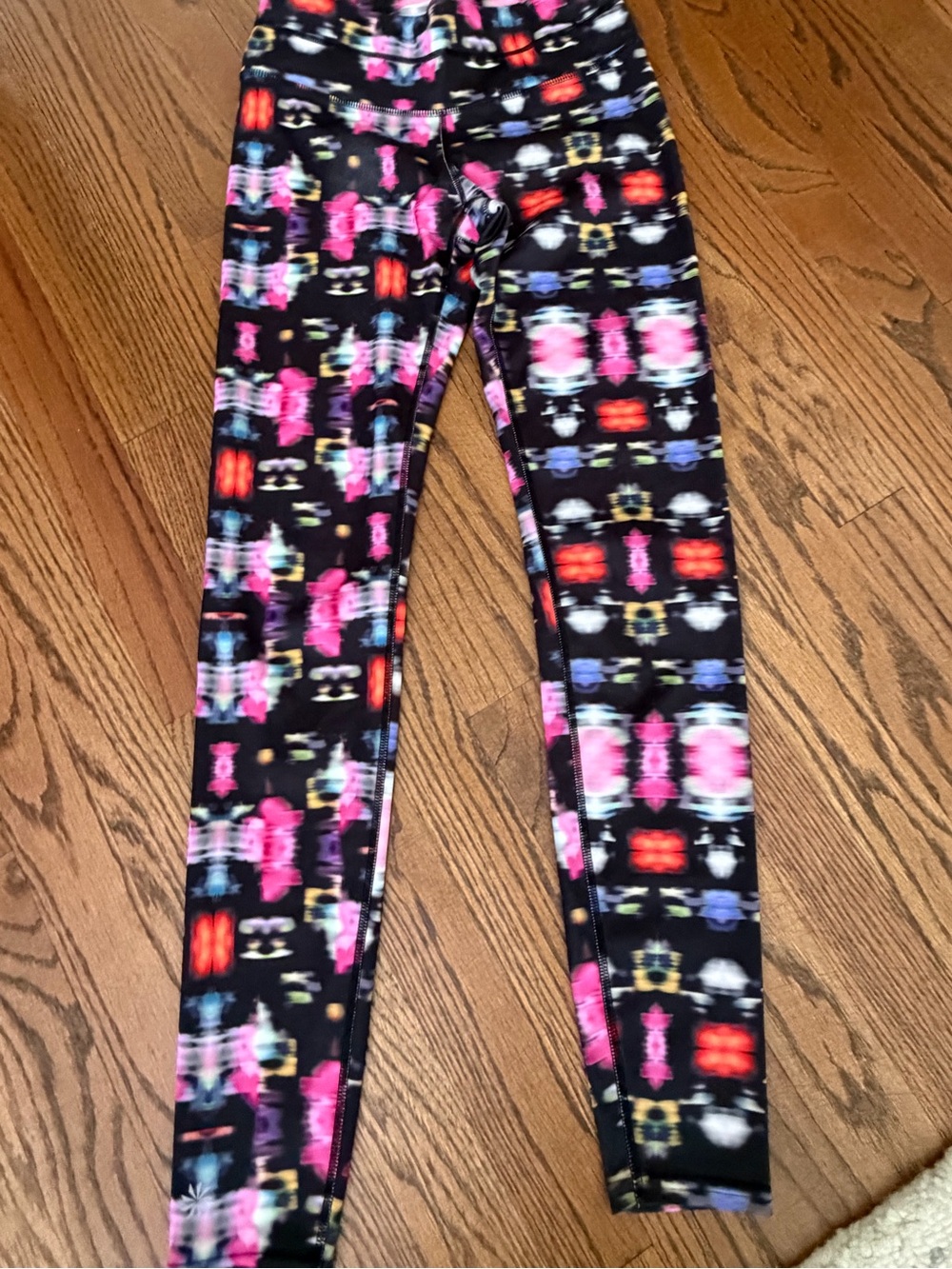 Women's ATHLETA Black Multicolor Patterned Leggings - Good for cooler days